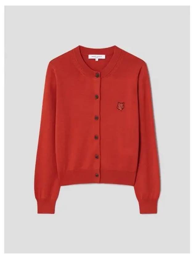 Women s Foxhead Patch Regular Spring and Fall Cardigan Autumn Red Domestic Product GM0024080934184 - MAISON KITSUNE - BALAAN 1