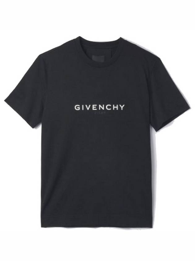 Men's Reverse Logo Round Slim Short Sleeve T-Shirt Black - GIVENCHY - BALAAN 2