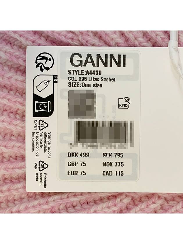 Logo Rib Edge Wool Beret Lilac - GANNI - BALAAN 8