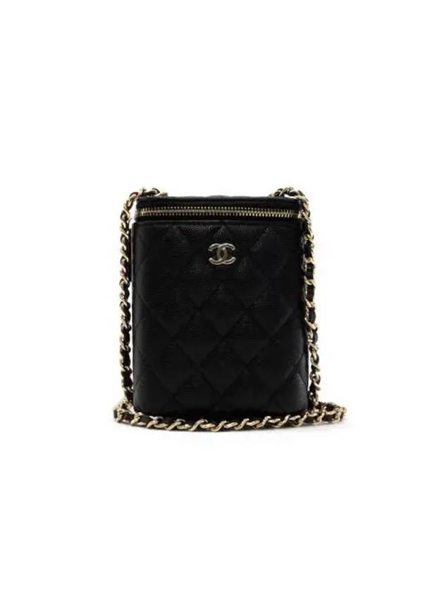 Classic chain cosmetic mini bag caviar black champagne gold AP2195 - CHANEL - BALAAN 3