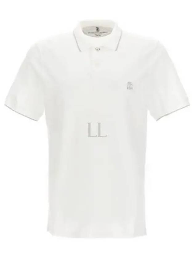 Logo Detail Slim Fit Short Sleeve Polo Shirt White - BRUNELLO CUCINELLI - BALAAN 2