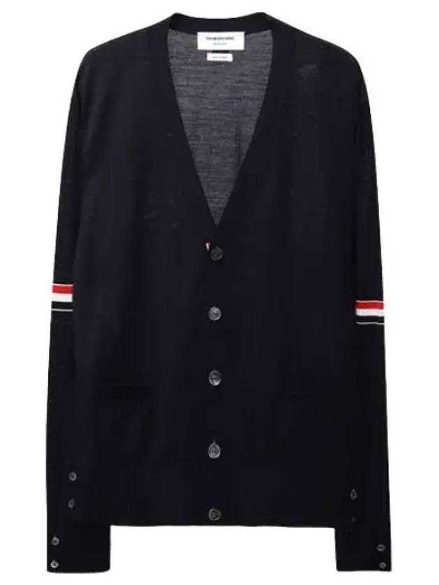 RWB arm banding fine merino wool cardigan men - THOM BROWNE - BALAAN 1