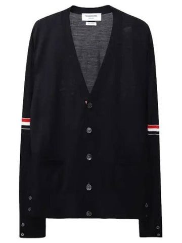 RWB arm banding fine merino wool cardigan men - THOM BROWNE - BALAAN 1