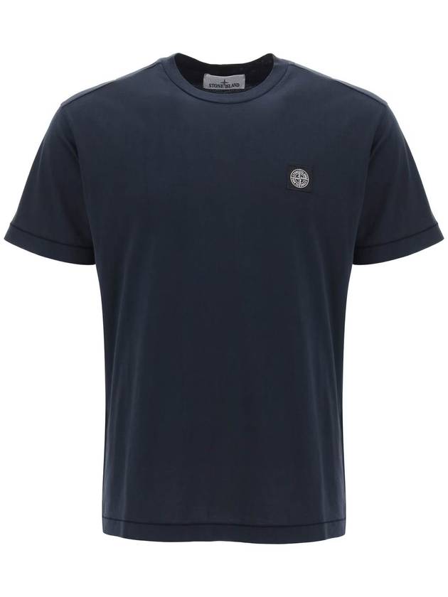 Logo Patch Short Sleeve T-Shirt Navy - STONE ISLAND - BALAAN 2