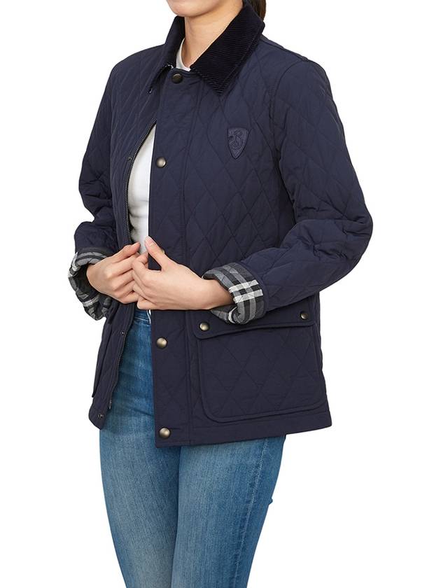 Corduroy Collar Quilted Jacket Navy - BURBERRY - BALAAN 7