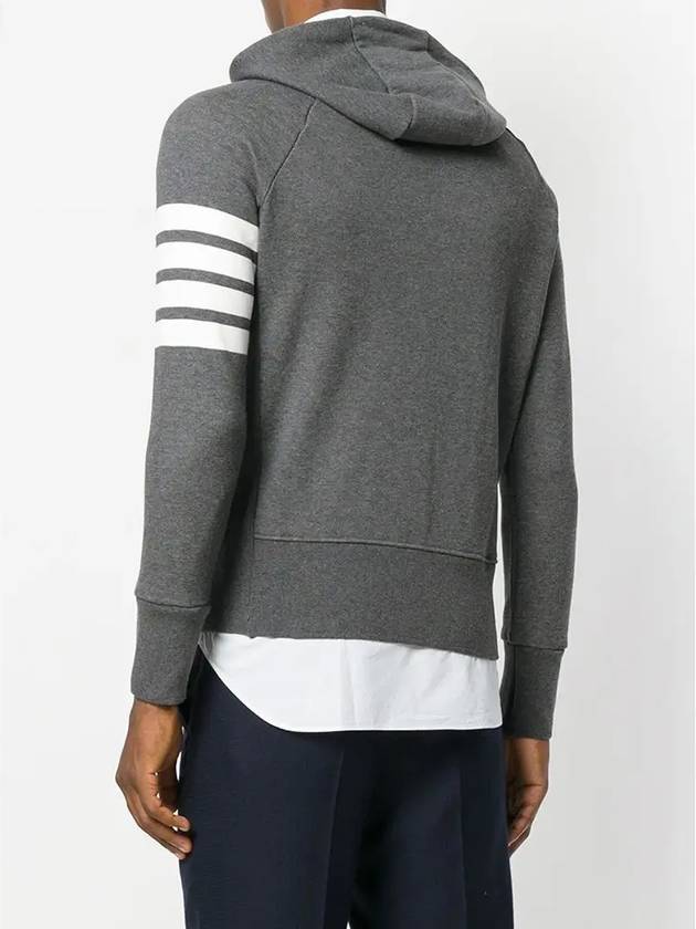 Engineered 4 Bar Diagonal Zip Up Hoodie Dark Grey - THOM BROWNE - BALAAN 6