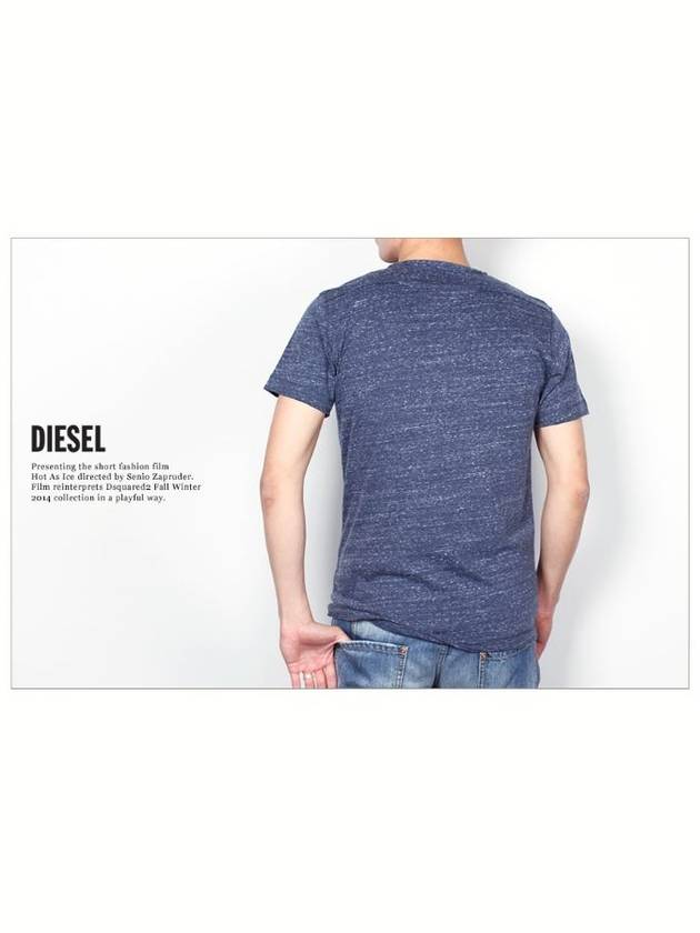 Men Short Sleeve TShirt Pocket Round Bokashi Blue 8DJ - DIESEL - BALAAN 4