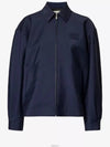 Mohair Embroidered Logo Wool Zip-up Jacket Navy - MIU MIU - BALAAN 6