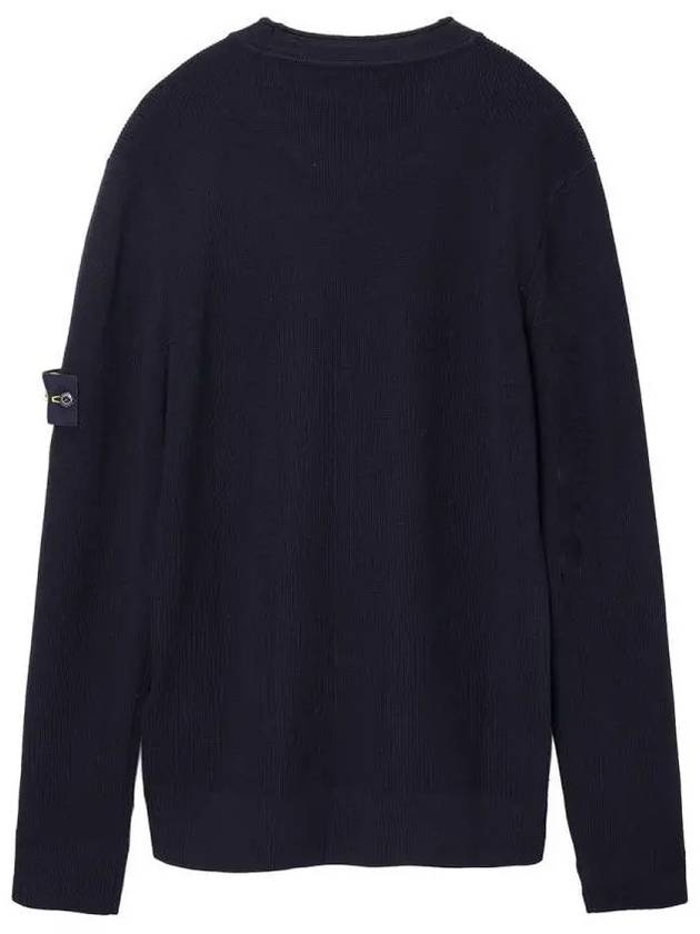 Wappen Patch Crew Neck Ribbed Wool Knit Top Navy - STONE ISLAND - BALAAN 4