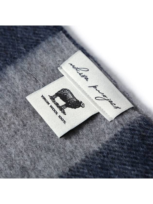 Pattern Virgin Wool Muffler Navy - WHITE PROJECT - BALAAN 4