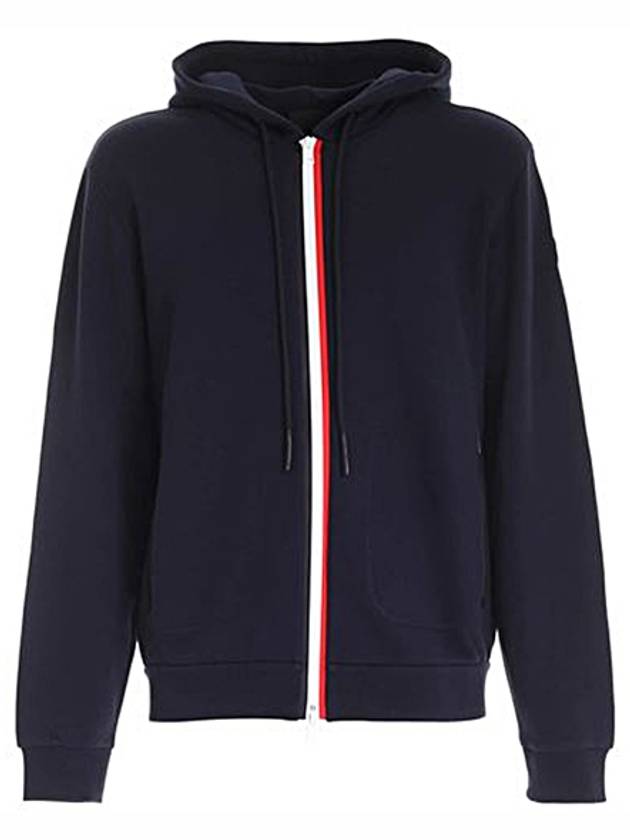 Men's Arm Logo Three Stripes Hooded Zip Up Navy - MONCLER - BALAAN 2