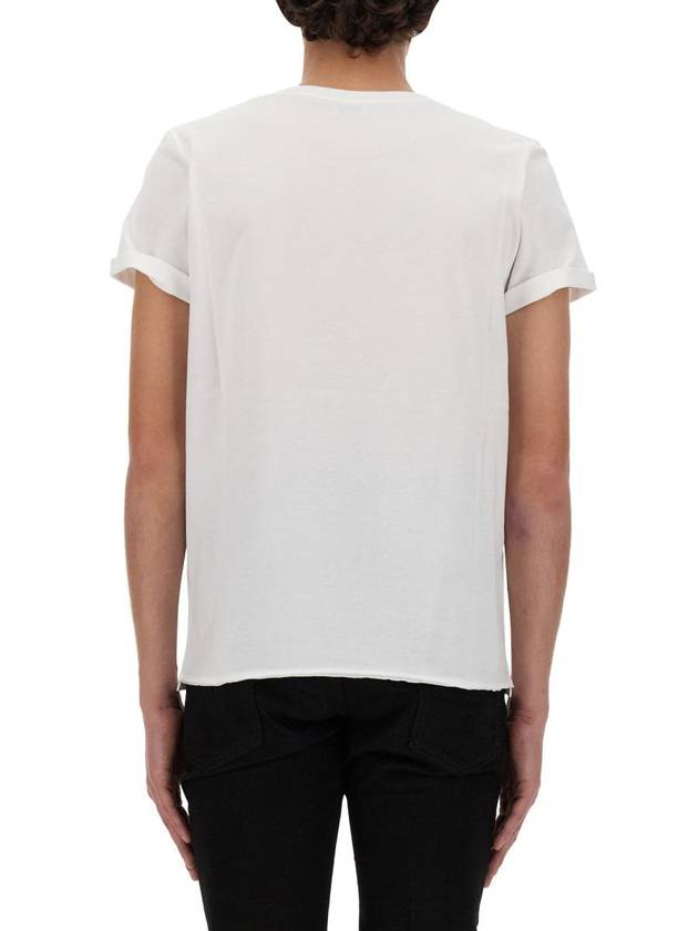 Men's Small Logo Short Sleeve T-Shirt White - SAINT LAURENT - BALAAN 4