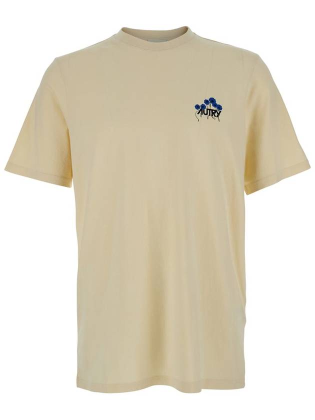 Beige T-Shirt With Logo On The Front And Maxi Logo On The Back In Cotton Man - AUTRY - BALAAN 1