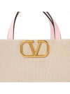 Signature V Logo Bicolor Tote Bag Beige Pink - VALENTINO - BALAAN 9