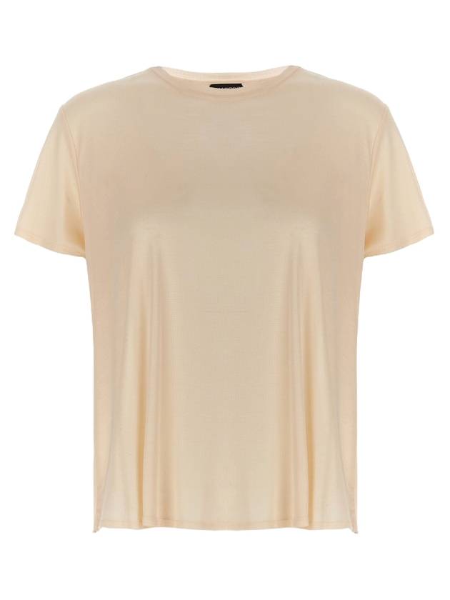 Women s Logo Plaque Crew Neck Short Sleeve T Shirt Beige - TOM FORD - BALAAN 1