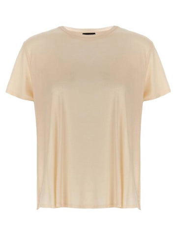 Women s Logo Plaque Crew Neck Short Sleeve T Shirt Beige - TOM FORD - BALAAN 1