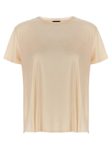 Women s Logo Plaque Crew Neck Short Sleeve T Shirt Beige - TOM FORD - BALAAN 1