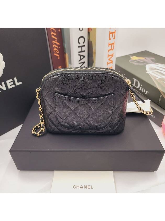 Classic Half Moon Mini Bag Caviar Pouch Cross Black AP4000 - CHANEL - BALAAN 6