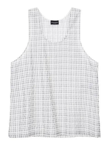 Men s Check Pattern Sleeveless T Shirt Beige - EMPORIO ARMANI - BALAAN 1