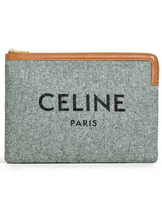 Women's Logo Pouch Bag Grey - CELINE - BALAAN 2