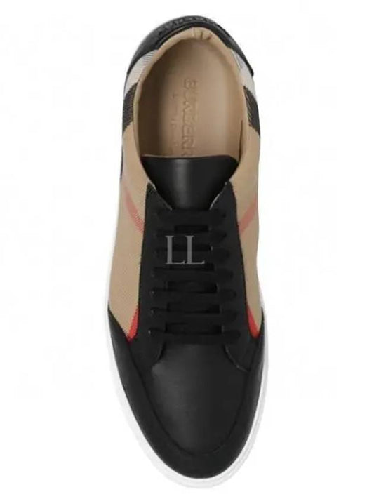 House Check Panel Leather Low Top Sneakers Black - BURBERRY - BALAAN 2