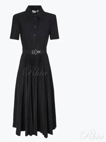 Poplin Pleated Shirt Long Dress Black - TORY BURCH - BALAAN 2