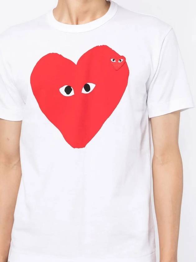 Men's Red Waffen Fig Twin Heart Short Sleeve T-Shirt White AZ T220 051 1 - COMME DES GARCONS - BALAAN 4