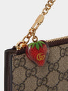 Double G Logo Patch Strawberry Clutch Bag Beige Brown - GUCCI - BALAAN 7