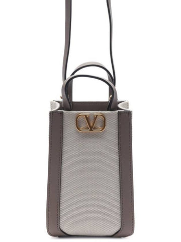 V Logo Mini Shoulder Bag Grey - VALENTINO - BALAAN 1