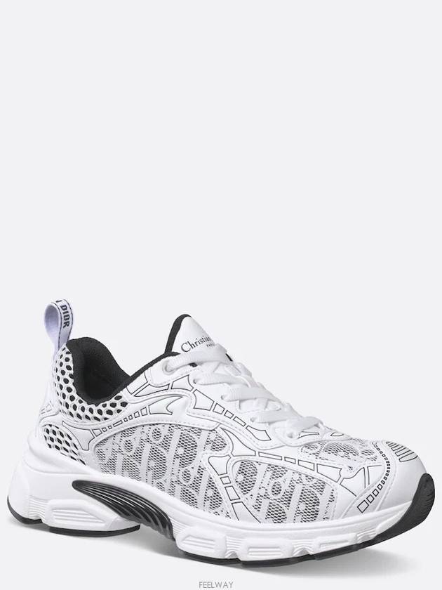 Vibe White Mesh Printed Oblique Motif Low Top Sneakers Black - DIOR - BALAAN 2