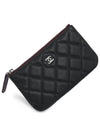 Pouch Caviar Skin Silver CC Logo Black Mini - CHANEL - BALAAN 9