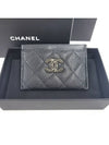 Card Holder Shiny Grained Calfskin Strass Gold Black - CHANEL - BALAAN 4