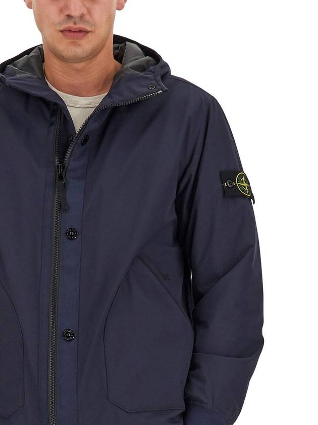 Soft Shell-R E.Dye Pure Insulation Technology Recycled Polyester Primaloft Hooded Jacket Navy - STONE ISLAND - BALAAN 5