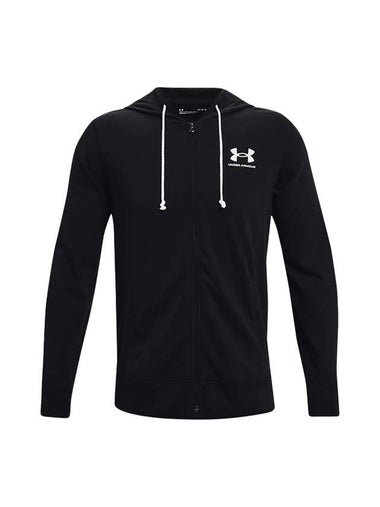 UA Rival Terry Full Zip Hooded Jacket Black - UNDER ARMOUR - BALAAN 1