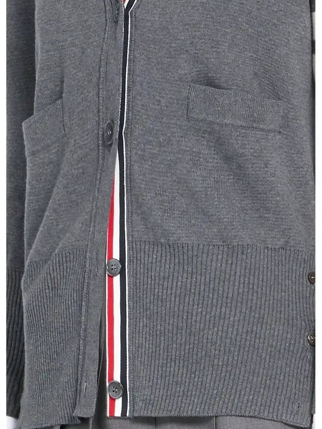 Cotton 4-Bar Milano Classic V-Neck Cardigan Medium Grey - THOM BROWNE - BALAAN 4