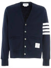 Classic V-Neck 4 Bar Stripe Cardigan Navy - THOM BROWNE - BALAAN 3