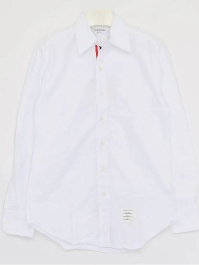 Men s Cotton Oxford Placket Long Sleeve Shirt White - THOM BROWNE - BALAAN 2