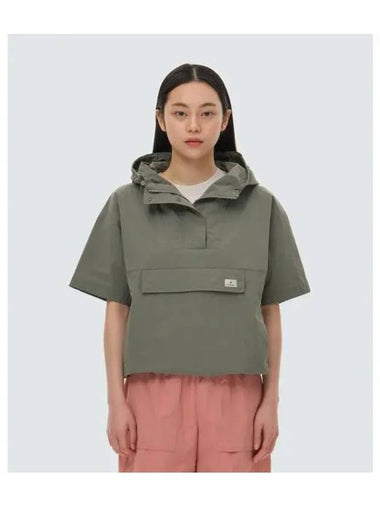 Taslan Women s Woven Short Sleeve Anorak Olive S24MWLAN51 - SNOW PEAK - BALAAN 1