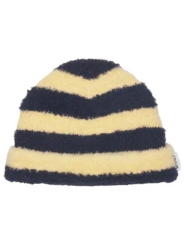 Fluffy Knit Beanie Yellow Navy Hat - SUNNEI - BALAAN 1