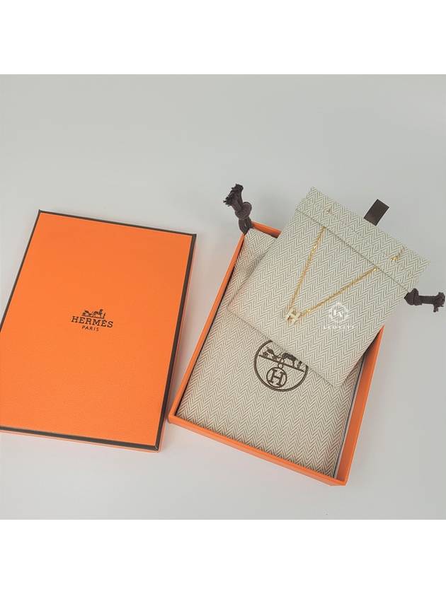 Mini Pop H Pendant Necklace Gold Blanc White - HERMES - BALAAN 3