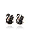 Iconic Swan Stud Earrings Black - SWAROVSKI - BALAAN 2