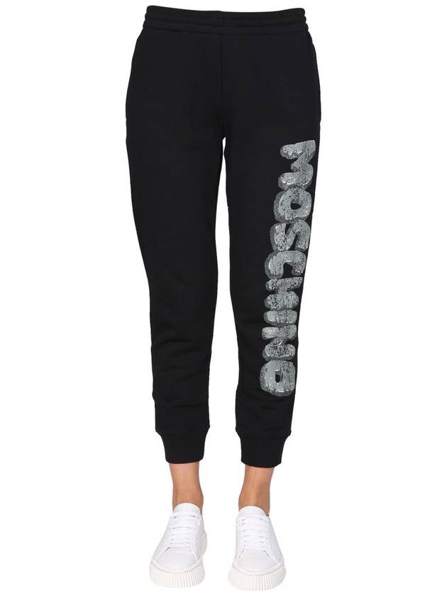 Women's Logo Graphic Print Track Pants Black - MOSCHINO - BALAAN 2