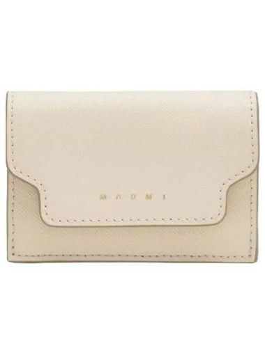 Saffiano Leather Short Wallet Talc - MARNI - BALAAN 1