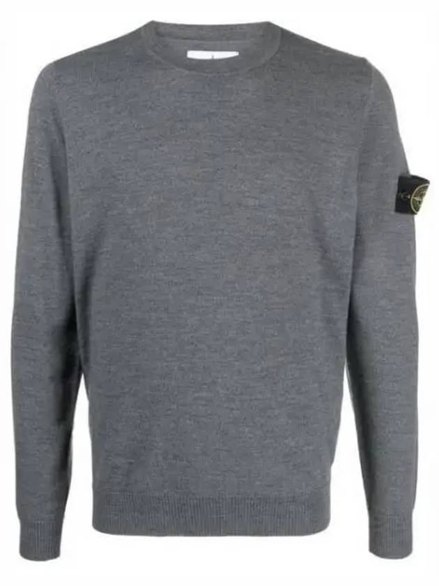 Regular Fit Crew Neck Wool Knit Top Grey - STONE ISLAND - BALAAN 2