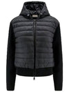 Women's Padded Wool Zip-Up Hooded Cardigan Black - MONCLER - BALAAN 2