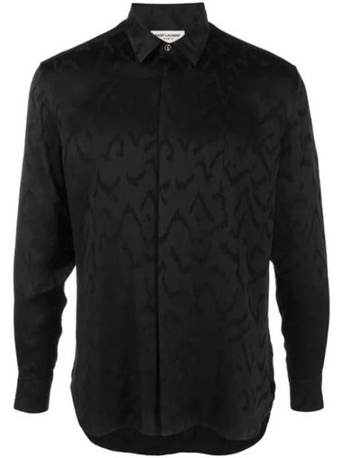 Art Print Satin Long Sleeve Shirt Black - SAINT LAURENT - BALAAN 1