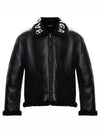 Logo Shearling Collar Leather Jacket Black - BALENCIAGA - BALAAN 2