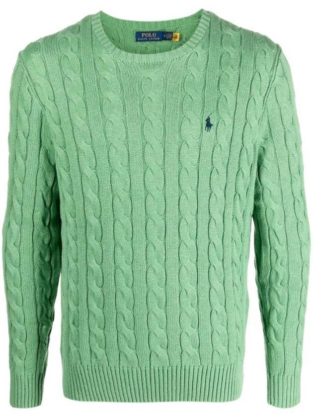 Embroidery Logo Cable Knit Top Green - POLO RALPH LAUREN - BALAAN 1