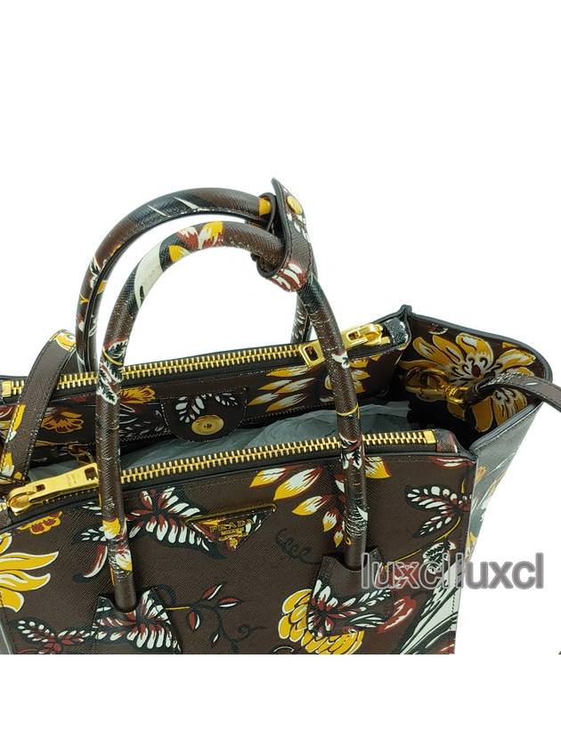 Saffiano Double Zipper Flower Satchel Shoulder Bag B2625P - PRADA - BALAAN 7