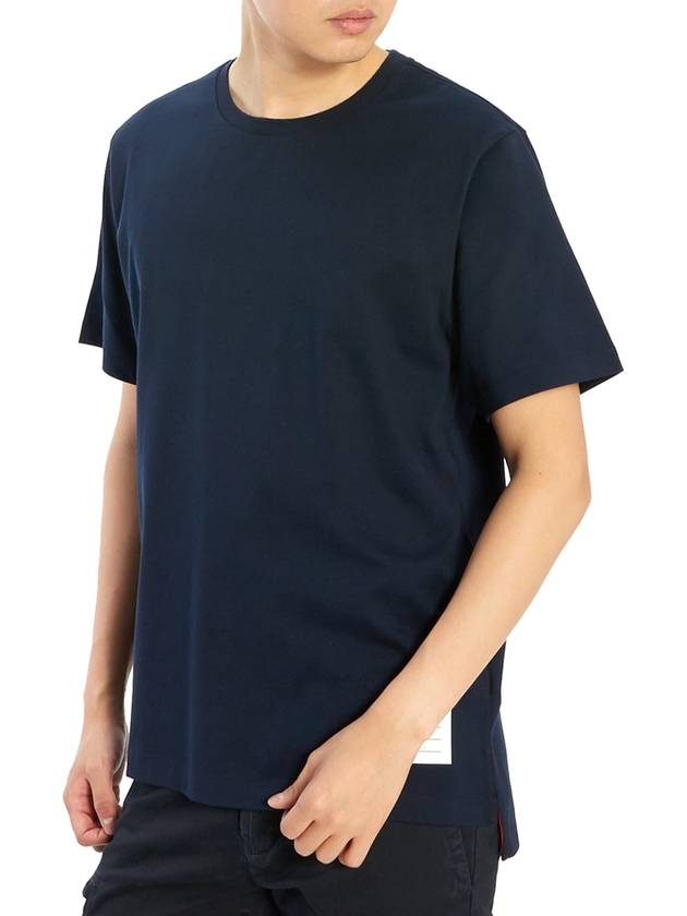 Men's Side Slit Relaxed Short Sleeve T-Shirt Navy - THOM BROWNE - BALAAN 6